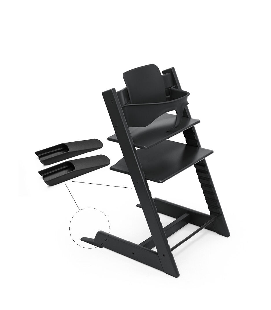 Tripp Trapp® Chair Black, Beech, with Baby Set.